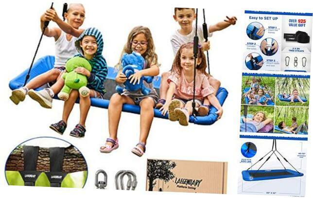 60 Inch Platform Tree Swing for Kids and Adults – Giant Flying Outdoor Blue