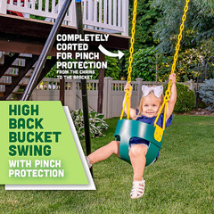 KIDS TODDLERS SWING Outdoor High Back Plastic Coated Chains Green