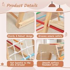 9-in-1 Wooden Outdoor Playset Swing Slide Monkey Bars Climber for Kids Backyard