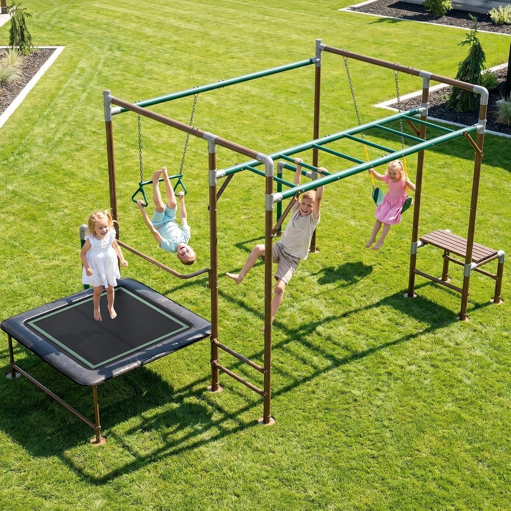 Outdoor Swing Set Jungle Gym Monkey Bars Kids Trapeze Bar Playground Equipment