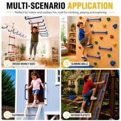 17 Inch Metal Playground Handles Set of 6, Heavy-Duty Climbing Wall Grab Blue
