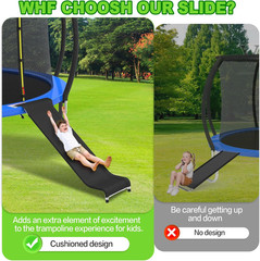 Trampoline Ladder and Slide Kit – Universal 3 Steps Stair Slide with Buffer, Eas
