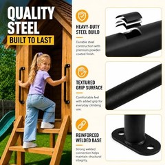 17 Inch Metal Playground Handles Set of 6, Heavy-Duty Climbing Wall Grab Black