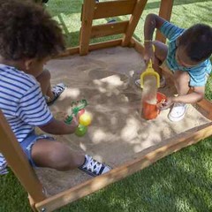 Ainsley Wooden Outdoor Swing Set with Slide and Rock Wall