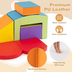 6 PCS Multi-color Climb and Crawl Activity Playset w/Tunnel Slide Stairs & Ramp