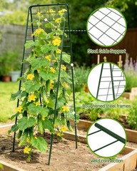 60″x16.2″ Heavy Duty Steel A-Frame Garden Trellis for Climbing Plants – Ru