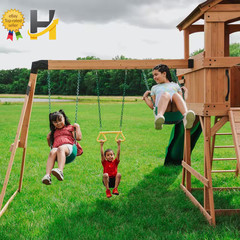 Backyard Discovery Sterling Point Outdoor Playground Set W/ Elevated Clubhouse,