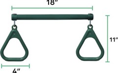 Jungle Gym Kingdom 18” Trapeze Swing Bar Rings 48” Heavy Duty Chain Swing Set.