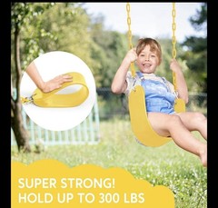 TURFEE Yellow Outdoor Swing Seat with Chains & Carabiners, 27″ x 5.5″, 300 lbs