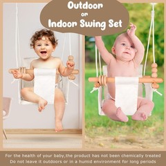 Baby Swing Outdoor Indoor Toddler Swing Seat with Safety Belt, Canvas Hanging…