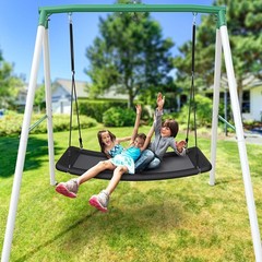 Trekassy Heavy Duty Metal Swing Set for Kids Adult with 60″ Platform Tree Swing