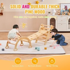 5-in-1 Toddler Climbing Triangle Ramp Arch Wooden Gym Medium 1-3 Years