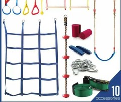 Ninja Warrior Obstacle Course for Kids – 2 X Ninja Slackline 50′ with 10 Accesso