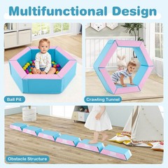 3 PCS Baby Foam Climbing Blocks w/Ball Pit Triangle Stair 100 Ocean Balls