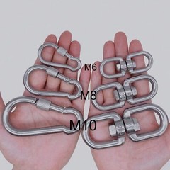 2+1 Heavy Duty 304 Stainless Steel Swivel Ring Double Ended Swivel Eye Hook With