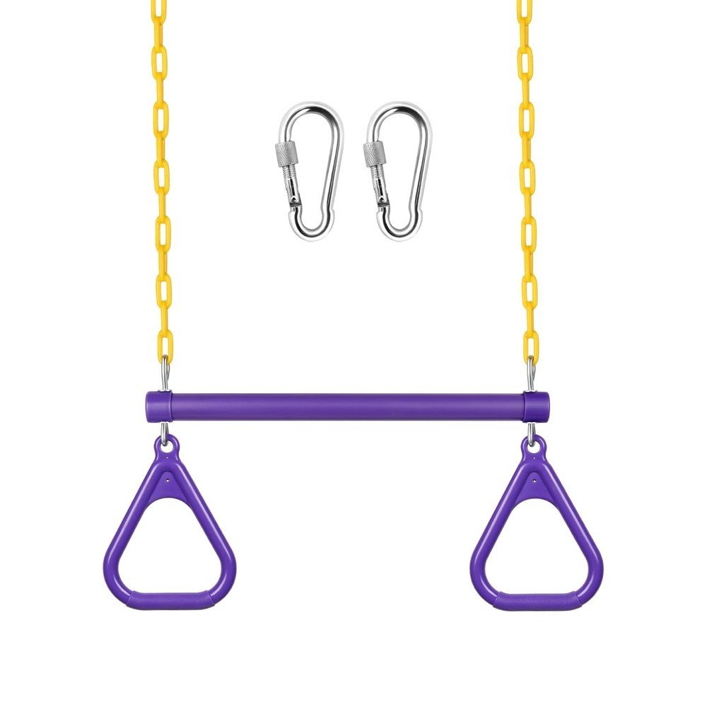 LadyRosian 17″ Trapeze Bar Swing Set Gym Rings 47″ Heavy Duty Chain Swing Set…