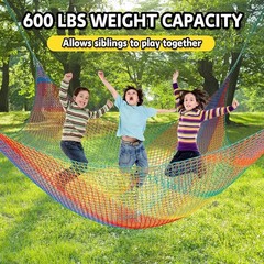 Rainbow Kids Climbing Net 3.3FT x 9.9FT – Safety Playground Mesh for Fun Play