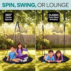 Saucer Swing with Tree Hang Kit, 40” Outdoor Tree Swing, 2 Adjustable Hanging…