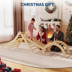 8-in-1 Pikler Triangle Climbing Set, Foldable Baby Climbing Toys Wooden Climbing