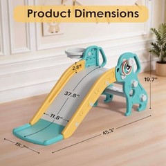 4 in 1 Toddler Slide, Kids Slide for Indoor Outdoor Playground, Blue Yellow