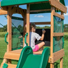 Backyard Discovery Buckley Hill Cedar Wood Swing Set with Wave Medium, Green
