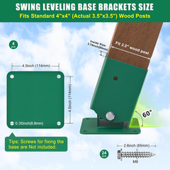A-Frame Swing Set Brackets with 4Pcs Swing Leveling Base Brackets Heavy Duty Swi