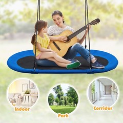 60″ Saucer Tree Swing Surf Outdoor Adjustable Kids Giant Oval Platform Swing Set