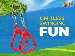 SWING SET STUFF TRAPEZE RINGS RED WITH HANGERS (PAIR) equipment accessories 0244