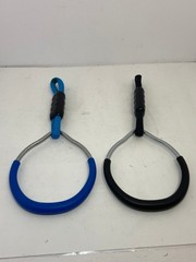🍉 2 Hanging Ninja Gymnastic Rings Swing Monkey Bars Climbing Ring Jungle Fist