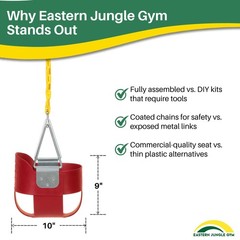 Heavy-Duty High Back Full Bucket Swing Seat | Coated Chains Fully Assembled |…