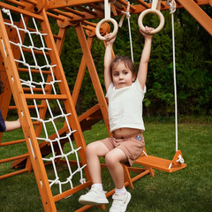 8-In-1 Small Indoor/Outdoor Playset – Foldable Wooden Kids Play Set for Backyard