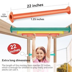 7 Colors 22 Inch Steel Monkey Bars Ladder Rungs Set for 22 Inch Long 28 Pack