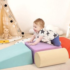 6 PCS Foam Climbing Blocks for Toddlers, Indoor Playset with Suede Fabric Soft
