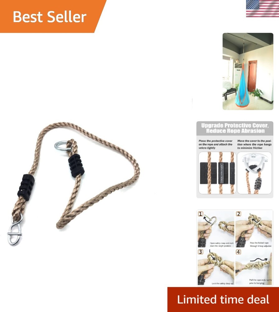 Light Brown Adjustable Tree Swing Hanging Rope – Heavy-Duty 2 Pack for Safety