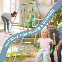 2-in-1 My First Toddler Swing Set for Backyard, Baby Indoor/Outdoor Swing wit…