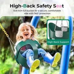 DECORLIFE Toddler Swing, Baby Swing Outdoor –High Back Full Bucket Green