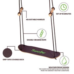 TreeSkate Skateboard Swing, Outdoor Stand Up Surf Swing, Holds Up to 200 lbs,…