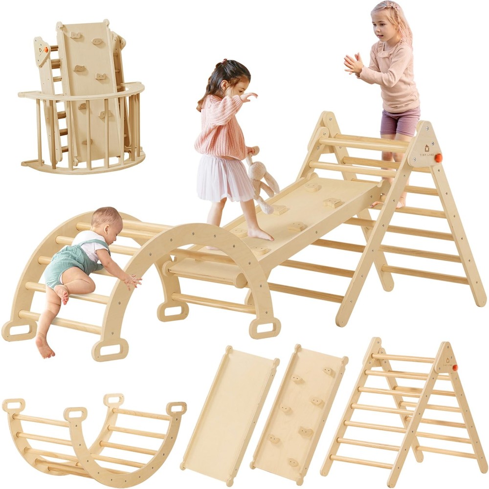 Pikler Climbing Triangle Set Tiny Land 7 in 1 Natural