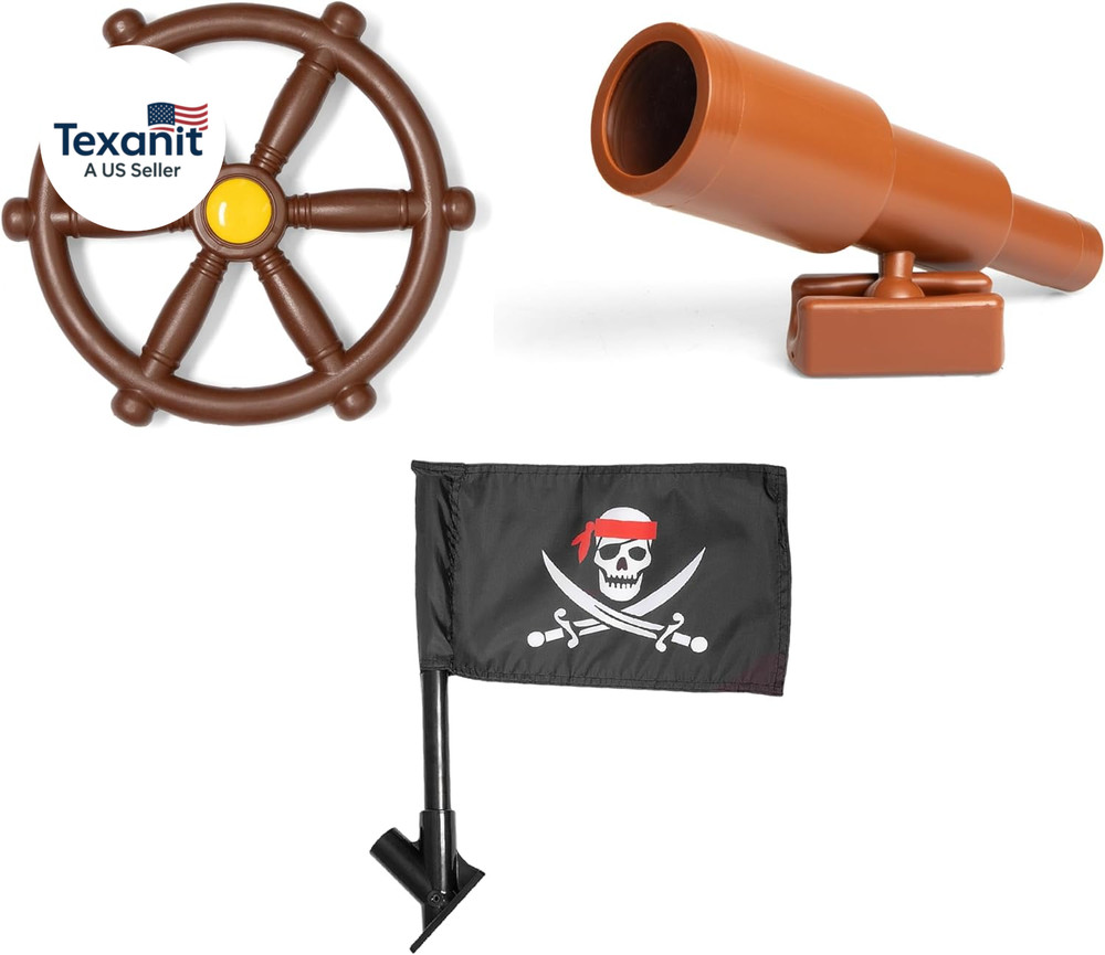 Playground Accessories for Kids Outdoor Playset with Pirate Ship Playhouse Wheel