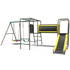 Large Metal Swing Set with 2 Swings, Tunnel, Slide,Climbing Ladder Monkey Bars
