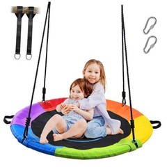 700lb Saucer Tree Swing for Kids Adults Outdoor Textilene with 40″ Multicolor