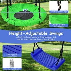 Gymax 5-In-1 Kids Swing Set for Outdoor W/ Heavy Duty Frame Basketball