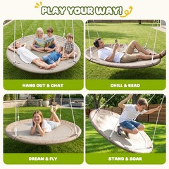 700lbs 60″ Large Platform Tree Swing for Kids Adult Playset with Hanging Straps
