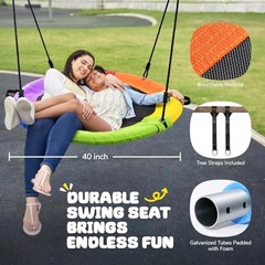 700lb Saucer Tree Swing for Kids Adults Outdoor Textilene with 40″ Multicolor