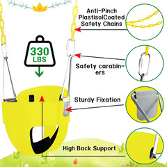 High Back Full Bucket Toddler Swing Seat with 3- Point Adjustable Safety Harness