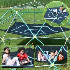 13ft Kids Climbing Dome, Metal Geometric Climber w/ Hammock, UV & Rust Resistant
