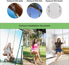 Beech Wood Tree Swing Seat Hanging Swing Seat 16.5″x 7.9″x 0.6″ Adjustable Rope
