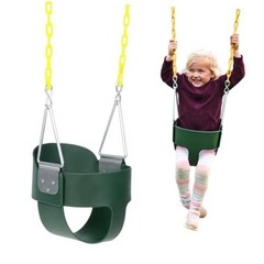 Heavy-Duty High Back Full Bucket Toddler Swing Seat | Coated Swing Green