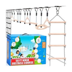 Hyponix Sporting Ninja Warrior Obstacle Course for Kids – 2 x 50 ft – Up to 8…