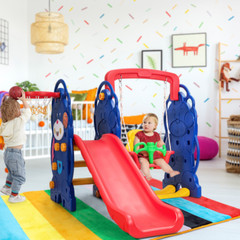 3-In-1 Toddler Climber and Swing Playset with Basketball Hoop